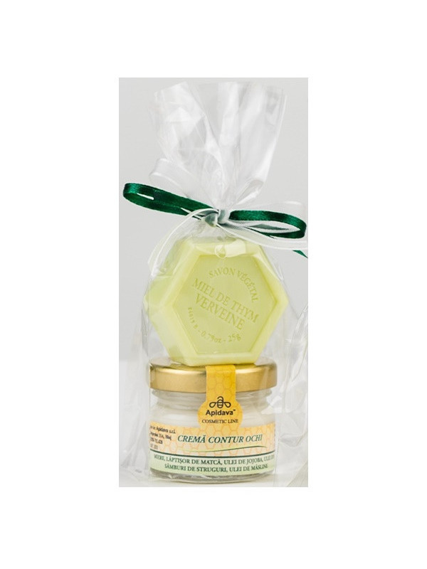 Set crema contur ochi Apidava 30ml si minisapun hexagonal Apidava