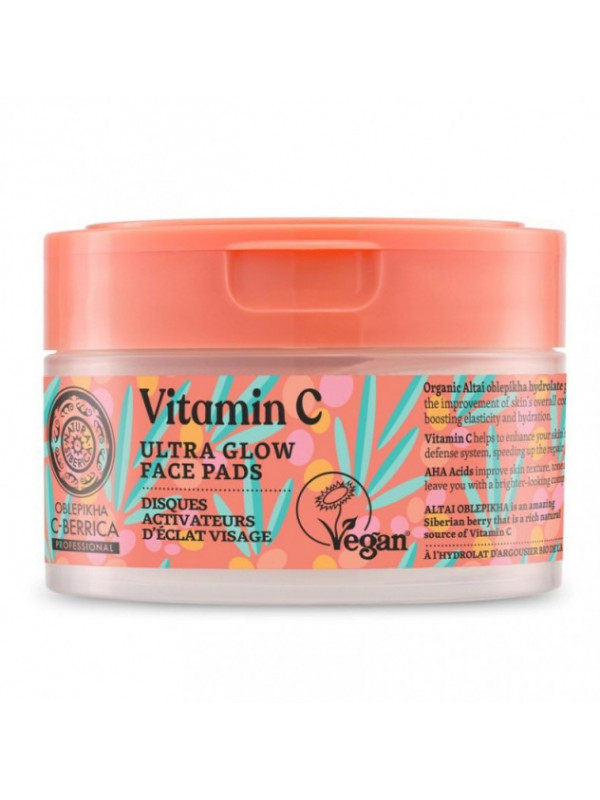 Ultra Glow Pads, comprese ten cu vitamina C si acizi AHA, 20buc - C-BERRICA