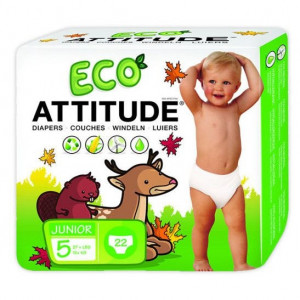 Scutece ecologice de unica folosinta marime 5 (12kg+), 22 buc - ATTITUDE