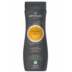 Sampon si gel de dus pentru barbati SPORT, Superleaves 473 ml - ATTITUDE
