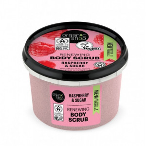 Scrub de corp delicios cu zahar si zmeura Raspberry Cream, 250 ml - Organic Shop