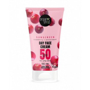 Crema protectie solara ten mixt sau gras, SPF 50 UVA - UVB, 50ml - Organic Shop