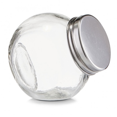 BORCAN TRANSPARENT/ARGINTIU,CU CAPAC DIN STICLA SI METAL,80 ML.