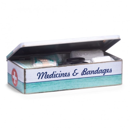 CUTIE MULTICOLORA CU CAPAC,DIN METAL,PENTRU MEDICAMENTE,ZELLER