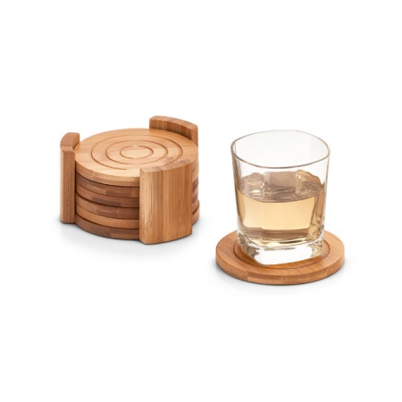 SET 6 COASTERE SI SUPORT DIN BAMBUS,ZELLER