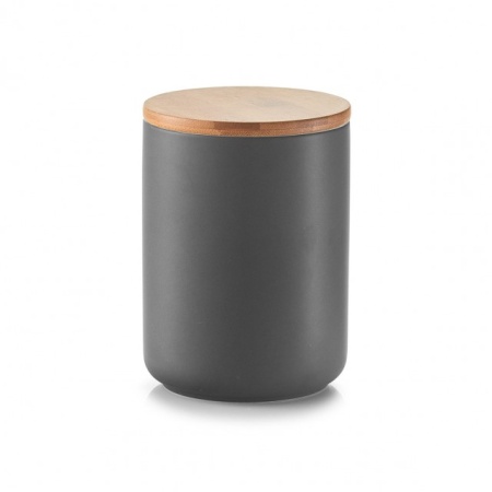 Doza ceramica cu capac din bambus,650 ml
