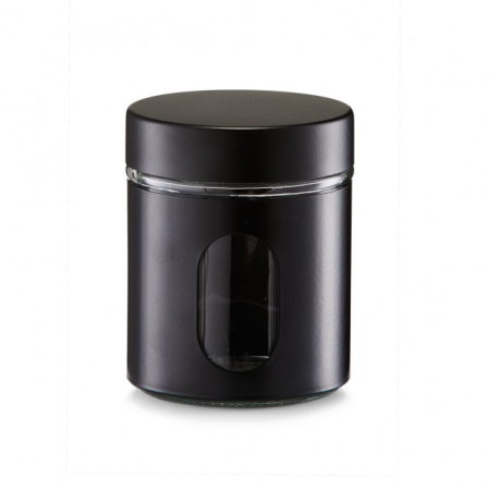 RECIPIENT NEGRU CU CAPAC,DIN STICLA SI METAL,600 ML