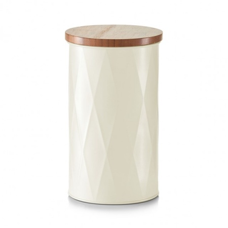Doza din metal crem,cu capac din bambus,1600 ml