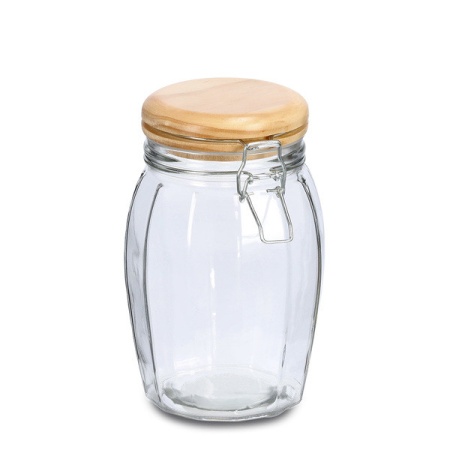 BORCAN DE DEPOZITARE CU CAPAC DIN LEMN DE PIN,1200 ML,ZELLER