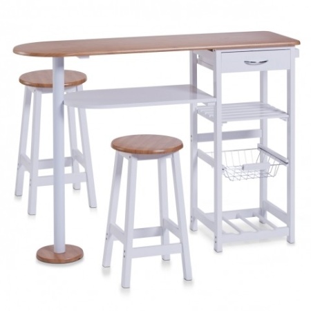 Masa bar cu 2 scaune MDF / bambus