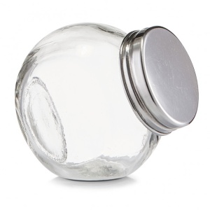 BORCAN TRANSPARENT/ARGINTIU,CU CAPAC DIN STICLA SI METAL,80 ML.