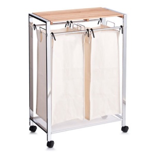 Cos pentru rufe mobil bambus & metal cromat 61x31x85cm