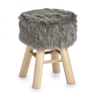 SCAUNEL ROTUND GRI/MARO DIN POLIESTER SI LEMN,29 CM,ZELLER