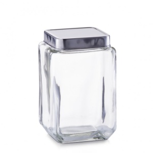 BORCAN CU CAPAC,TRANSPARENT/ARGINTIU,DIN STICLA SI INOX