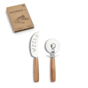 SET 2 CUTITE DIN LEMN SI INOX PENTRU PIZZA,ZELLER