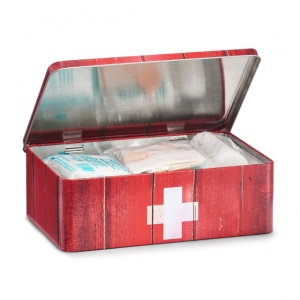 CUTIE ROSIE/ALBA CU CAPAC DIN METAL,PENTRU MEDICAMENTE