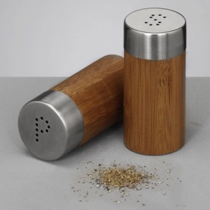 Set recipiente sare si piper - bambus si inox Ø4x8,3