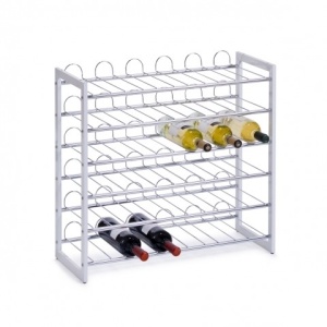 Suport sticle vin alb - metal cromat