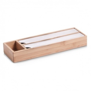 Cutie depozitare folie - bambus / inox