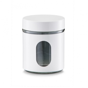 RECIPIENT CU CAPAC ALB,DIN STICLA SI METAL,600 ML.