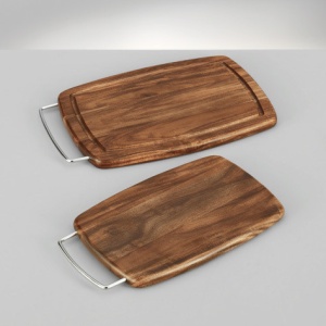 Tocator lemn acacia cu maner 34x20x2cm