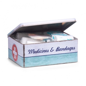 CUTIE MULTICOLORA CU CAPAC,DIN METAL,PENTRU MEDICAMENTE