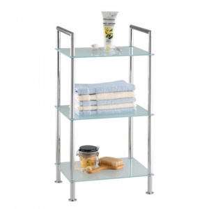 ETAJERA TRANSPARENTA ARGINTIE DIN STICLA SI METAL,71 CM,WENKO