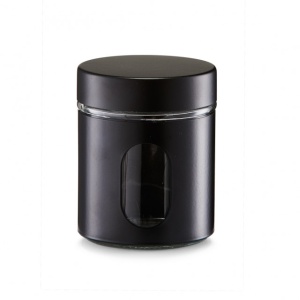 RECIPIENT NEGRU CU CAPAC,DIN STICLA SI METAL,600 ML