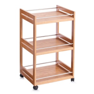 Carucior articole baie bambus si metal 45,7x38x76cm