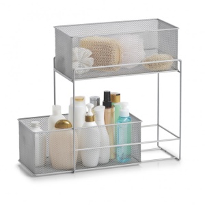 ETAJERA GRI CU 2 COSURI DIN METAL 42 CM.,ZELLER