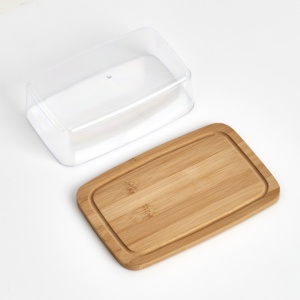 PLATOU CU CAPAC MARO/TRANSPARENT DIN LEMN SI PLASTIC,ZELLER