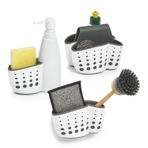 SUPORT BUCATARIE ALB/GRI DIN PLASTIC PENTRU PERETE,ZELLER
