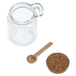 Borcan de depozitare cu capac si lingura din pluta,240 ml,ZELLER
