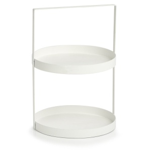 Etajera de servire,2 niveluri,metalica alba,ZELLER
