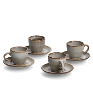 Set 4 cesti si farfuri de expresso,din ceramica