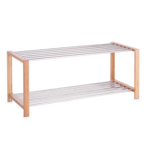 Suport pentru incaltaminte bambus/inox 83x34x38cm