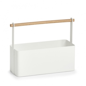 COS DE TRANSPORT,METAL/LEMN,ALB,31,5 X 12 X 24 CM,ZELLER