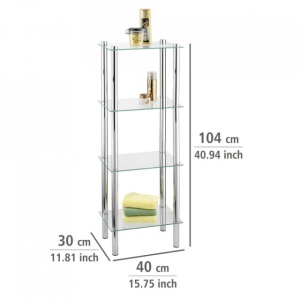 ETAJERA ARGINTIE TRANSPARENTA DIN METAL SI STICLA 104 CM,WENKO
