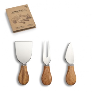 SET 3 USTENSILE DIN LEMN SI INOX,PENTRU SERVIRE BRANZA,ZELLER