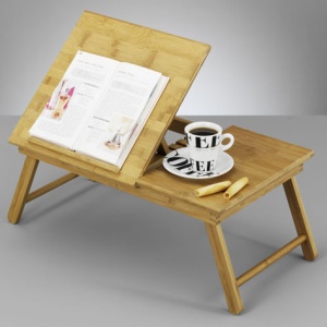 Tava servit in pat + suport carte bambus 55x33x21,5cm