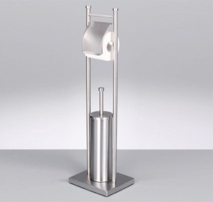Perie wc si suport hartie inox 22x18x76cm