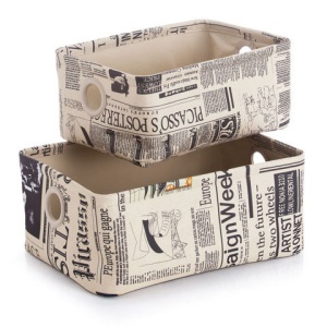 Set 2 cosuri "Newspaper" PVC 32x22x14cm / 36x26x15,5cm