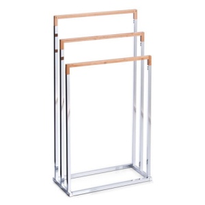 Suport prosoape bambus & metal cromat 45x21,5x84,5cm