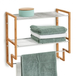 Raft baie pentru prosoape bambus/metal