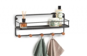 RAFT CU CUIER NEGRU/MARO DUN LEMN/FIER,45 CM,ZELLER