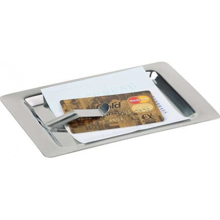 Tavita inox cu clips pentru nota de plata, dimensiuni 17 x 11 cm