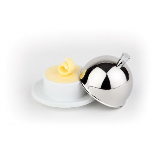 Suport unt din portelan cu capac cloche din inox, Ø 9 cm