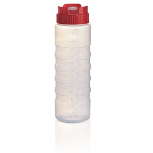 Flacon gradat din polietilena, 750 ml, capac rosu