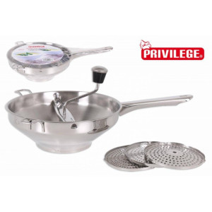 Strecuratoare/sita inox pentru pasat legume cu 3 discuri, 24 cm