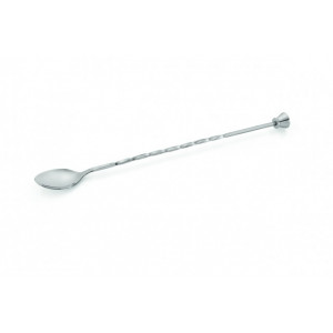 Lingura inox rasucita pentru bar, capat muddler, 28 cm
